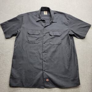 Dickies Work Shirt XL Tall Men's Charcoal Gray Short Sleeve Button Up